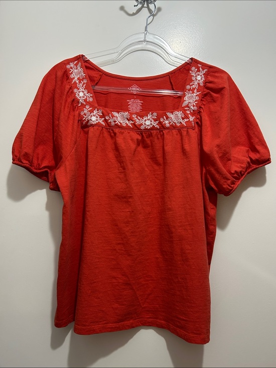 St. John's Bay Tops - St John's Bay Embroidered Square-Neck Top Size L